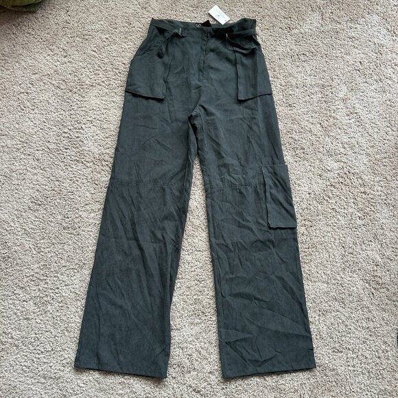 Windsor Charcoal Black Trendy Girl Wide-Leg Cargo Twill Pants NWT Size Small - Picture 4 of 10
